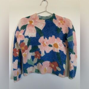 Sézane Floral Print Wool/Mohair Sweater